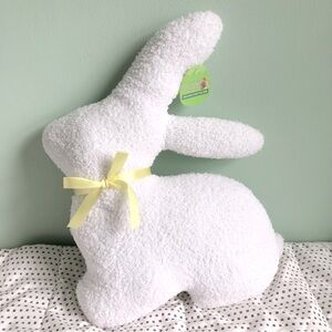 NWT - White Plush Bunny Home Decor Throw Pillow with Yellow Bow